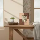 P7 Rustic Glamour Wood & Rose Copper Photo Frame with Artisan Rivets - Industrial