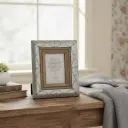 P9 Handcrafted Silver & Wood Blend Photo Frame - Art Deco Geometric Design  - Multi-Size