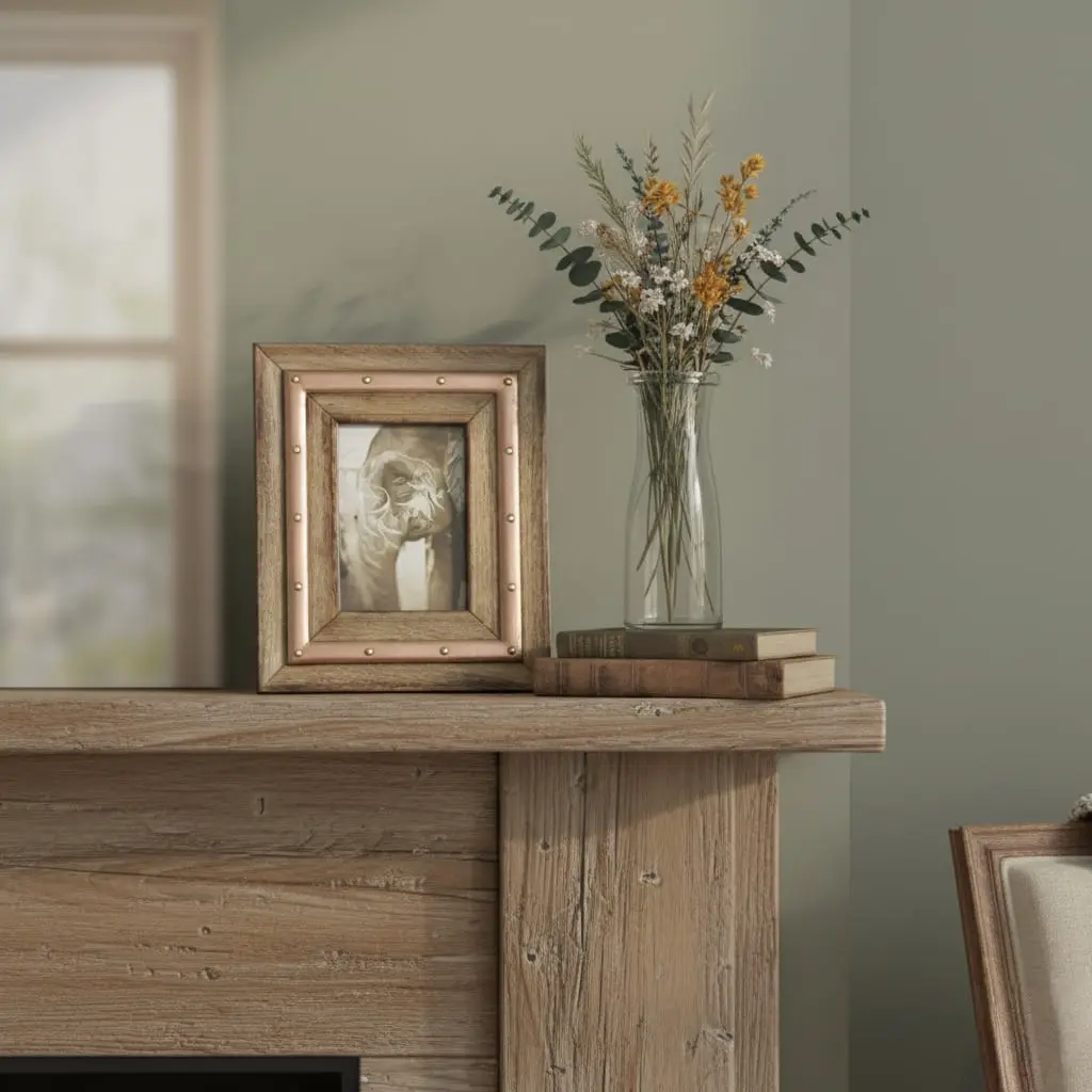 P11 Rustic Glamour Wood and Rose Copper Picture Frame with Hand-Placed Rivets - 3 Sizes (4 * 6inch)