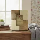 Global Style Patchwork Wood & Embossed Gold Wood and Metal Hammered Photo Frame - Statement Piece