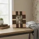 Handcrafted Art Deco Riveted Copper & Wood Photo Frame - Vintage Glamour Decor