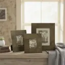 Vintage Brass Look Embossed Photo Frames – Set of 3 Geometric Textured Gallery Frames