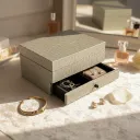 Handcrafted Antique-Finish Keepsake Box with Geometric Star Pattern