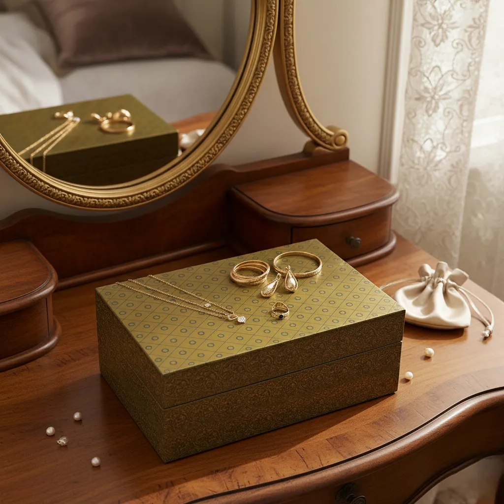 Luxury Hand-Embossed Jewelry Chest a Velvet Lining