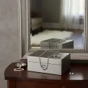 Modern Minimalist Keepsake Box with Decorative Rivets and Velvet-Lined Interior