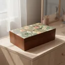 P18 Vintage Floral Cherry Blossom Jewelry Box – Glossy Botanical Keepsake Chest with Rich Wood Finish