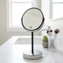 P4 Minimalist Scandi-Style Vanity Mirror – Adjustable Tilt for Perfect Angles and Elegant Stone Base