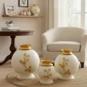 P4 Sophisticated Hammered Texture Black Vase with Gold Accents – Tall Jar for Dried Flowers, Pampas Grass, and Luxury Interior Design