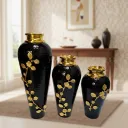 High-End Black & Gold Pot for Indoor Plants – Hammered Finish Decorative Flower Vase, Perfect Housewarming Gift for Contemporary Home Styles