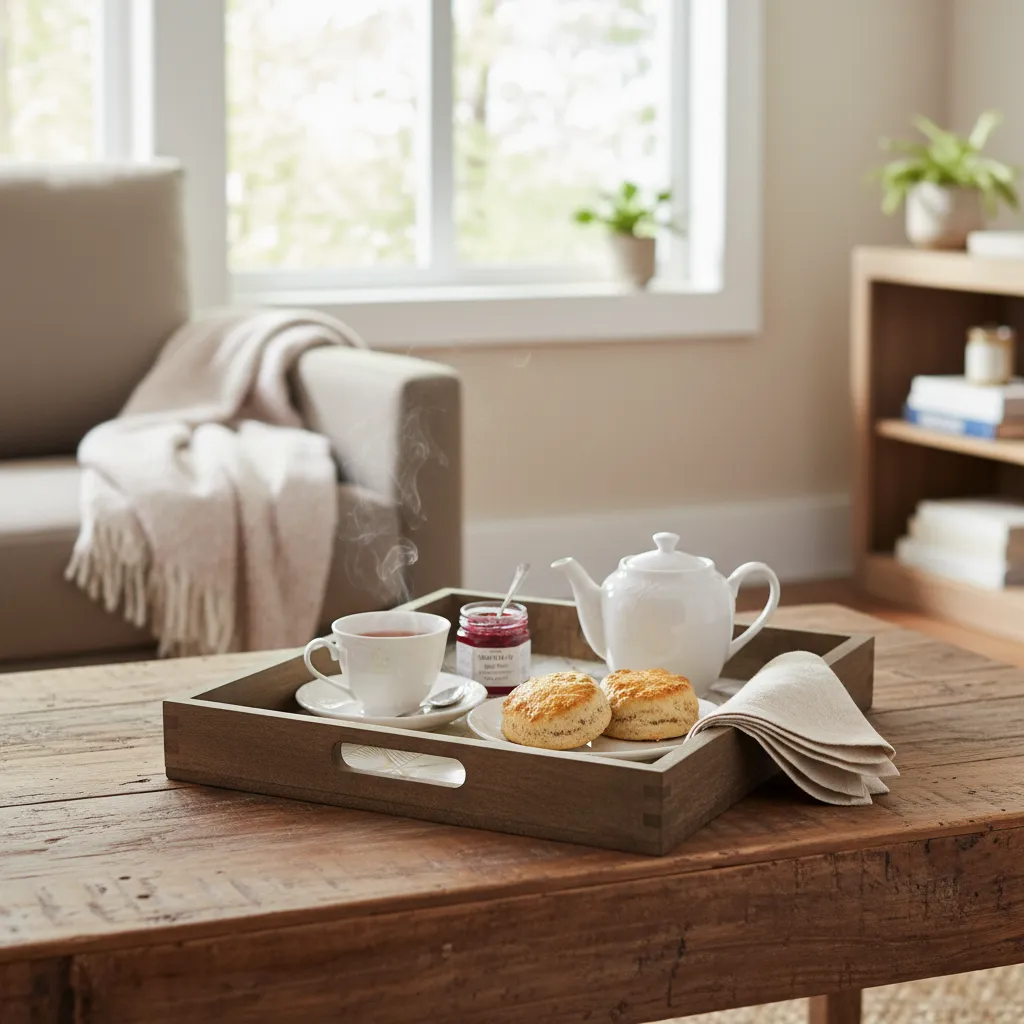 P1 Premium Metal Embossed Bone Inlay Wooden Tray – Handcrafted Decorative Serving Tray