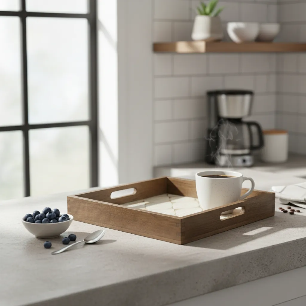 P2 Modern Radial Metal Embossed Bone Inlay Tray – Luxury Coffee Table Decor Accent