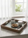 Boho-Chic Bone Inlay Sunburst Tray – Decorative Wooden Platter for Living Room