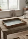 Luxury Bone Inlay Wood Tray – Metal Embossed Motif Centerpiece for Coffee Tables