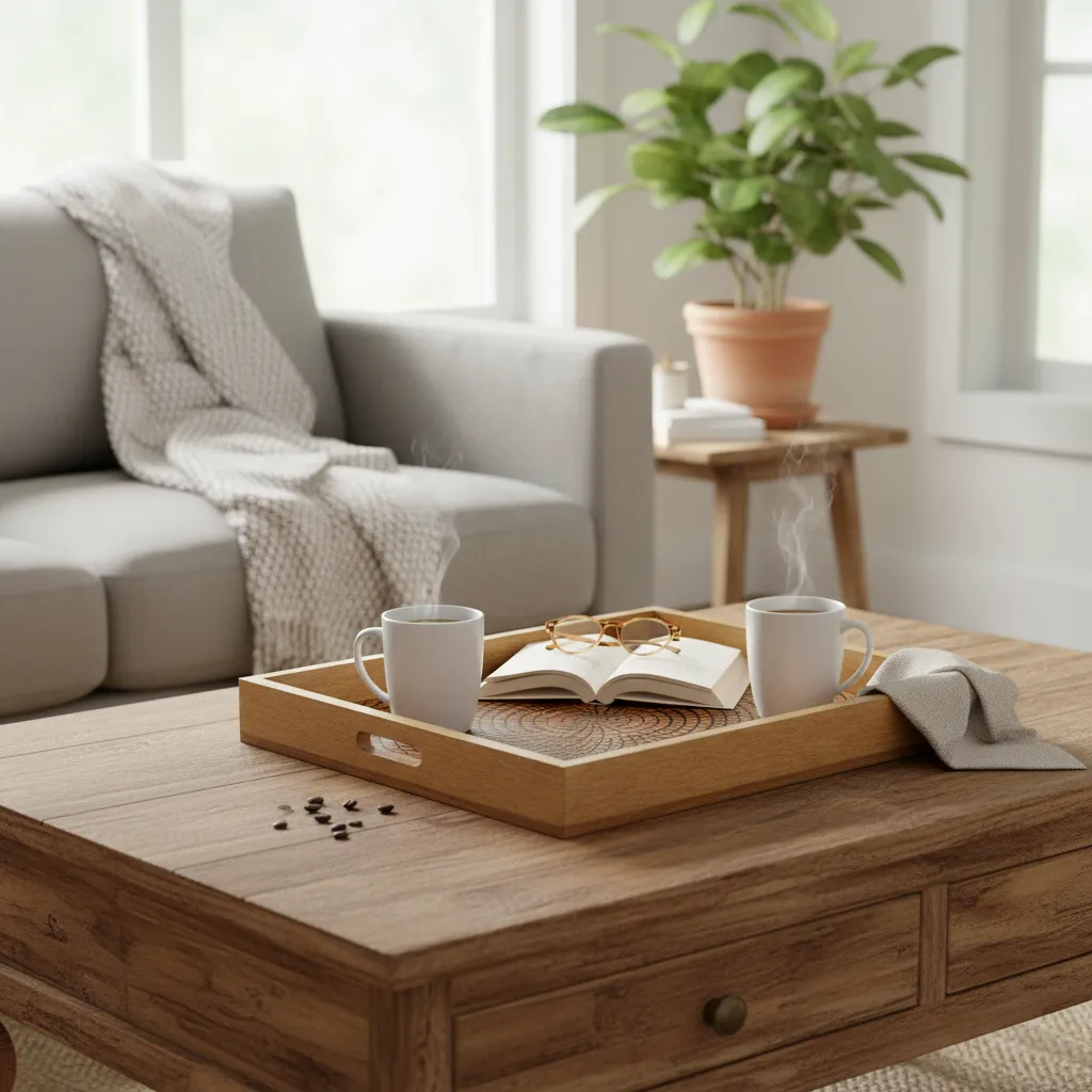 P21 Elite Metal Embossed Bone Inlay Tray – Signature Handcrafted Wood Centerpiece