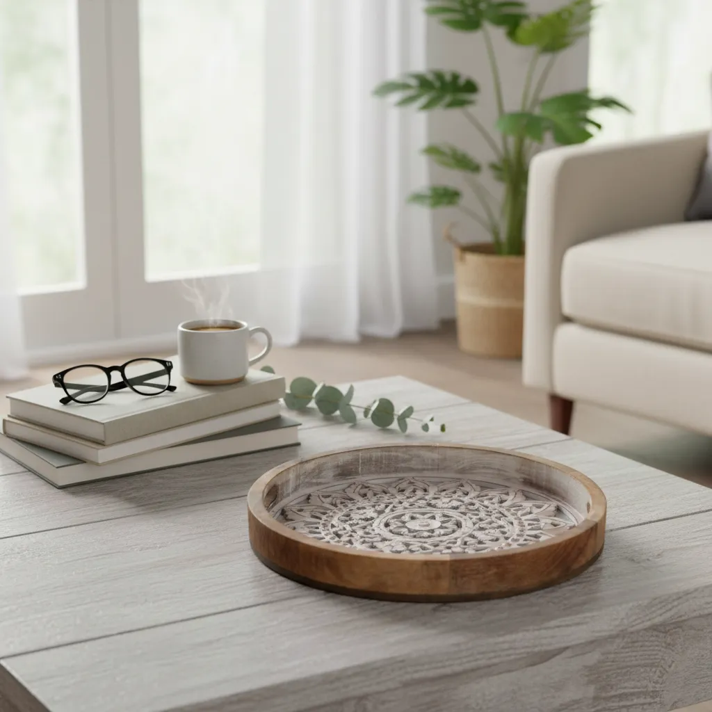 P22 Architectural Metal Embossed Bone Inlay Tray – Statement Piece for Modern Interiors