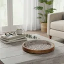 P22 Architectural Metal Embossed Bone Inlay Tray – Statement Piece for Modern Interiors