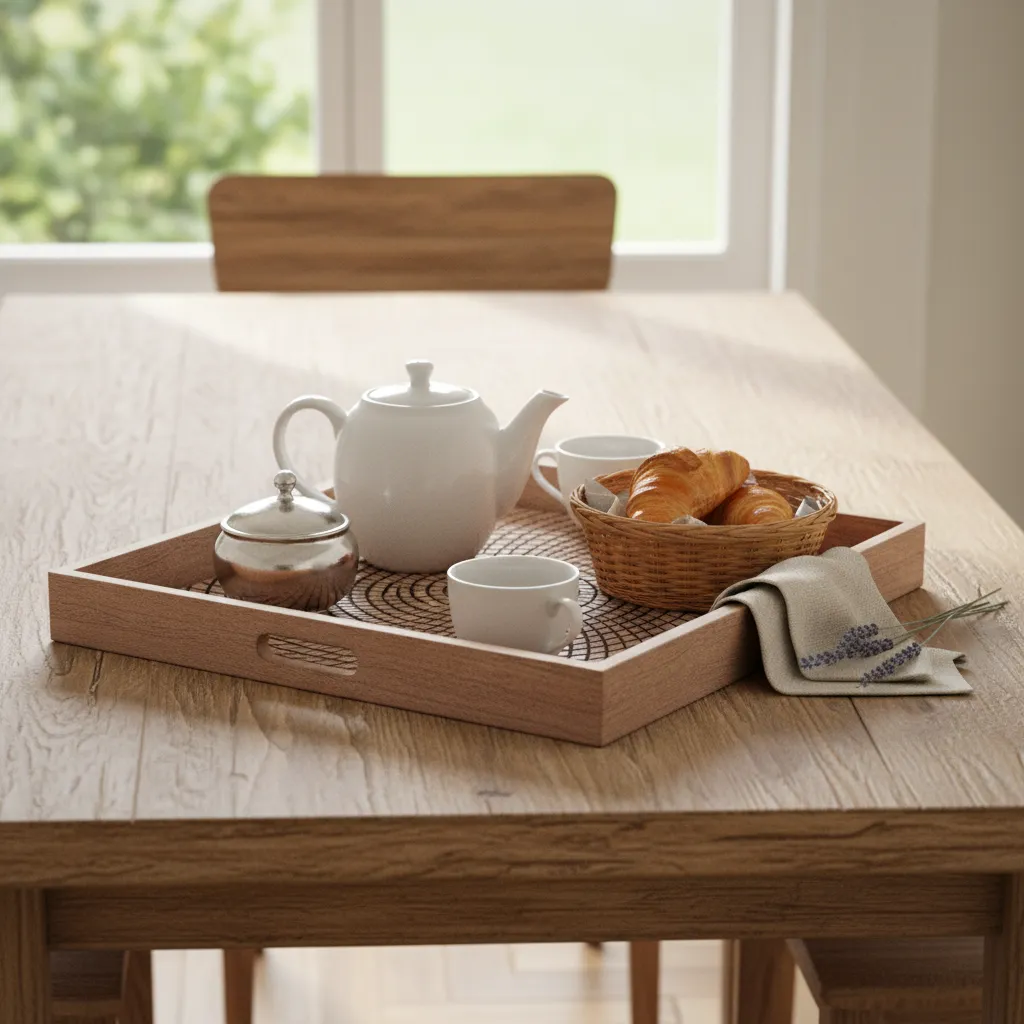 P27 Luxury Hospitality Bone Inlay Tray – Durable Metal Embossed Design for Hotels & Spas