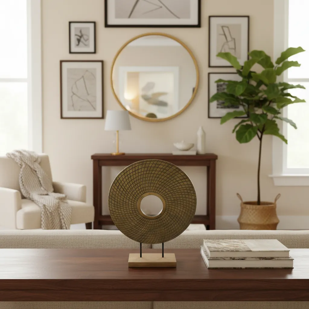 Abstract Orbit Sculpture with Wood with Metal