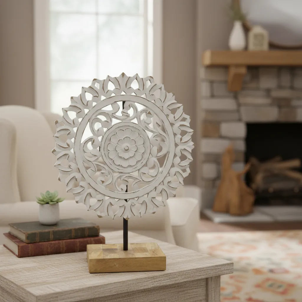 Hand-Finished Swirl Disc on Solid Timber Base