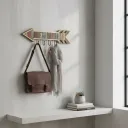 Rustic Wooden Arrow Wall Hook Rack with Iron Pegs