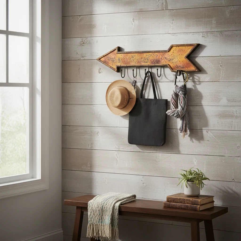 P2 Vintage Style Wooden Arrow Hanging Storage for Entryways