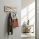 Handcrafted Welcome sign on wood Shaped Wall Mounted Coat & Key Racks