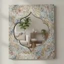 Round Wall Mirror with Hand-Applied Gold Leaf Finish and Deep Inset Frame