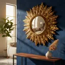 Modern Minimalist Brushed Gold Circular -Definition MDF Carved