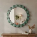 P9 Sophisticated Matte Green  Round Mirror for Vanity – Large Scale