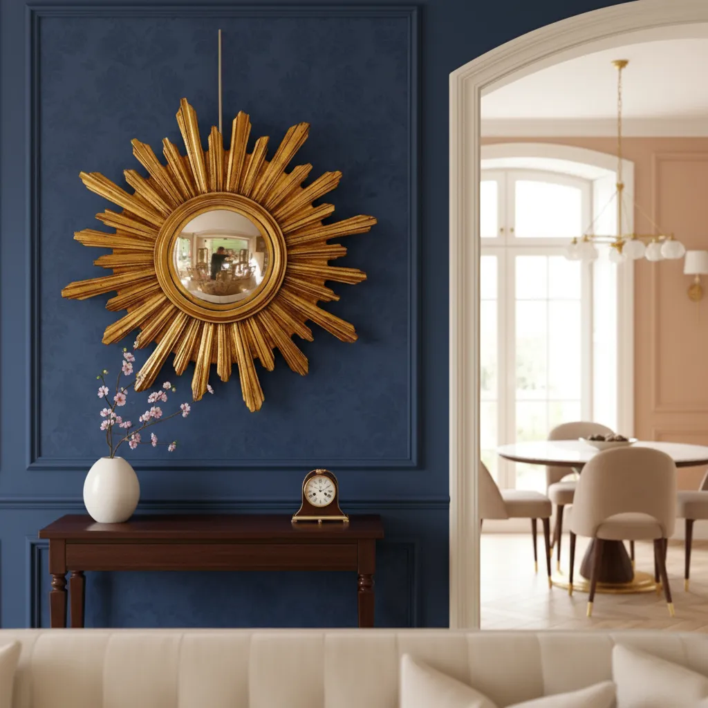 European Inspired Venetian Gold Round Mirror – MDF Carved