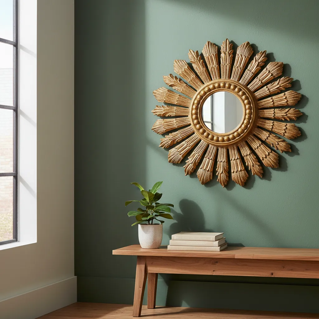 P15 Champagne Gold Circular Mirror – Space-Saving Wall Decor