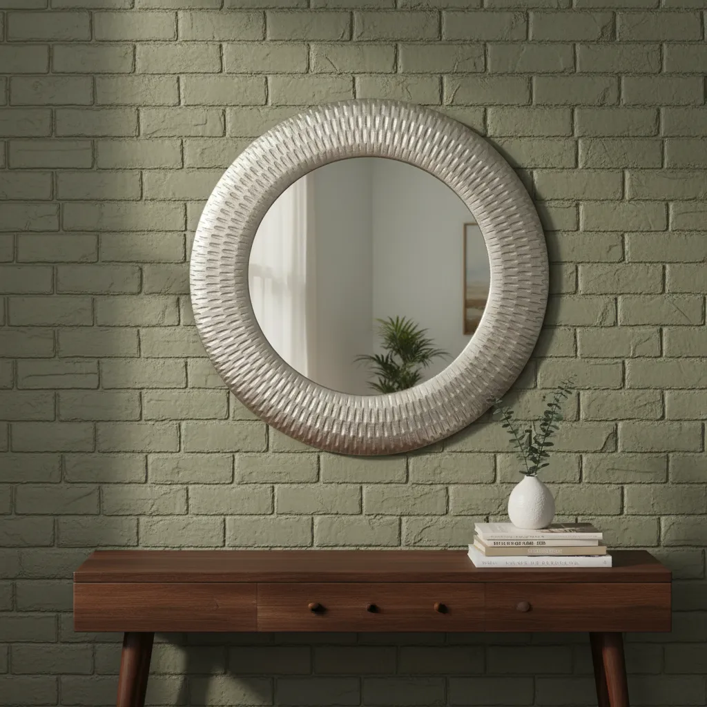 Heavy-Duty Rust-Proof Silver Bathroom Mirror – Moisture-Resistant Circular Frame