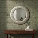 P17 Heavy-Duty Rust-Proof Silver Bathroom Mirror – Moisture-Resistant Circular Frame