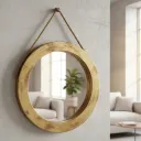 Lustrous Satin Gold Deep-Frame Round Mirror – Glass Design