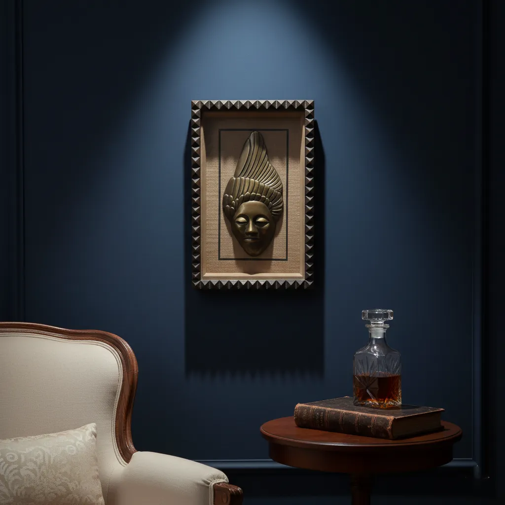 Intricately Detailed Cast Metal in Mango Wood Shadow Box Frame