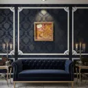 P9 Vintage Gold 15" Square Wooden Shadow Box Wall Decor with Hand-Stitched Patchouli