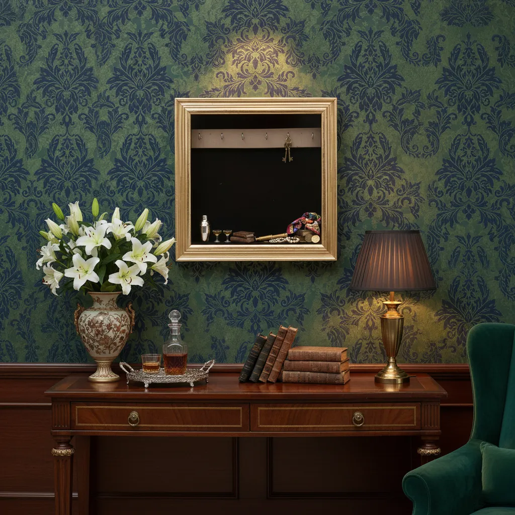 P11 Hand-Embellished Casted Metal Artwork 3D Shadow Box with Key Holder