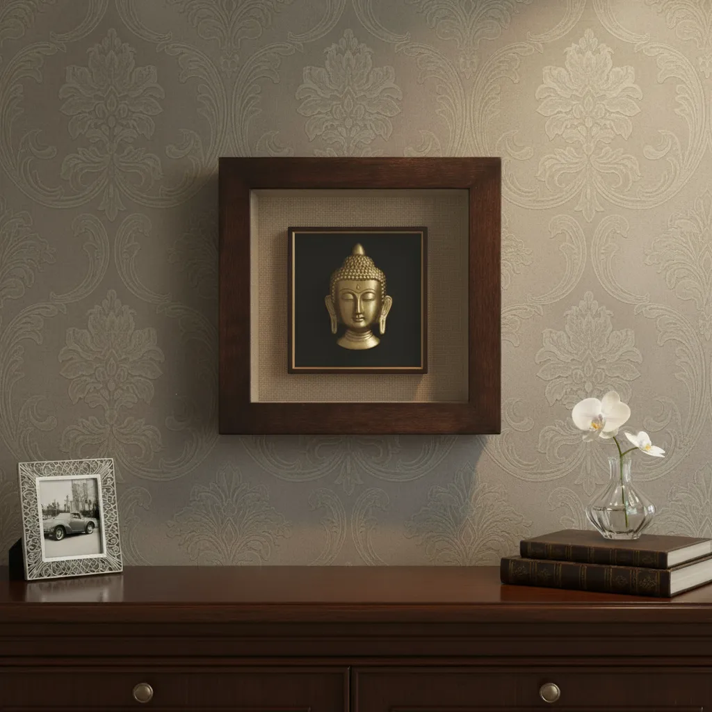 P25 Artisan Handcrafted 3D Shadow Box Featuring Ornate Floral Embroidery