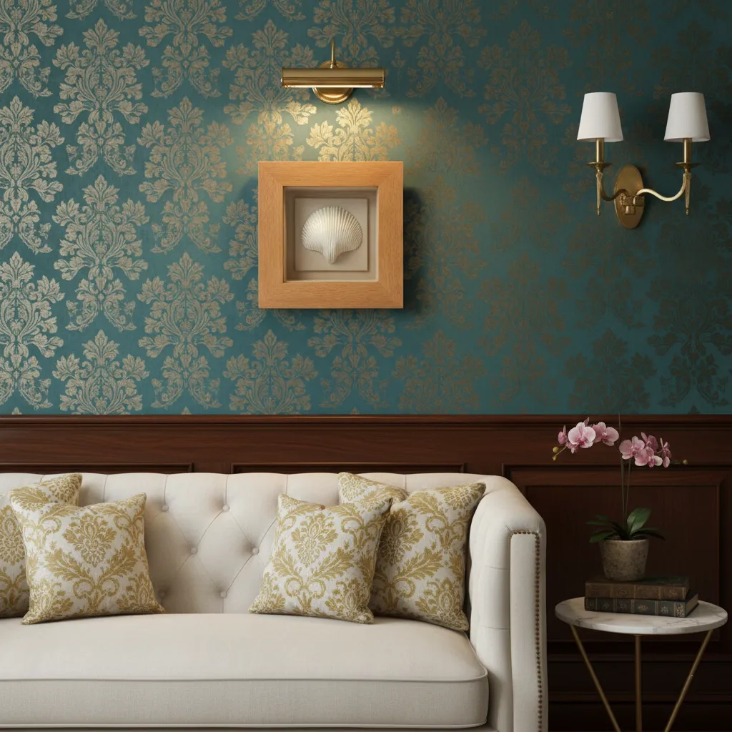 Coastal 3D Shadow Box Wall Decor – White Pecten Shell Mounted on Linen Mat for Gallery Wall