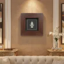 P27 Minimalist Buddha Face 3D Shadow Box – Metallic Silver Finish Gautama Buddha Wall Hanging