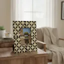 Handcrafted Photo Frame - 4x6 Inch Geometric Art Deco Picture Frame for Tabletop Decor