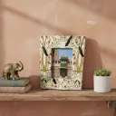 P28 Handcrafted MDF Metal Embossed Peacock & Floral Photo Frame - Traditional Indian Art Style