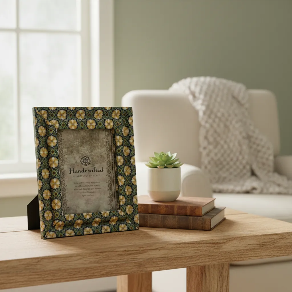 Orchid & Ivory: Hand-Inlaid Geometric Artisan Picture Frame