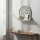 Hand-Carved Distressed Wood Decorative Wall Display Shelf