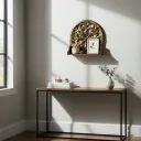 P3 Rustic Gold Hand-Carved Arch Decorative Wall Shelf