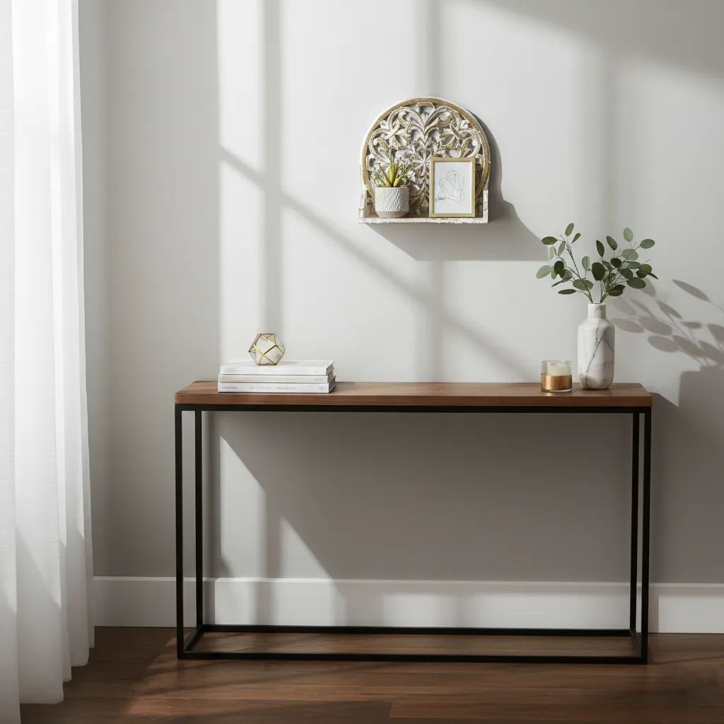 P6 Distressed Decorative Wall Display Shelf with Integrated Storage