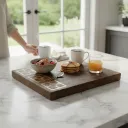 Premium Handcrafted Wooden Serving Board with Elegant Inlay Design