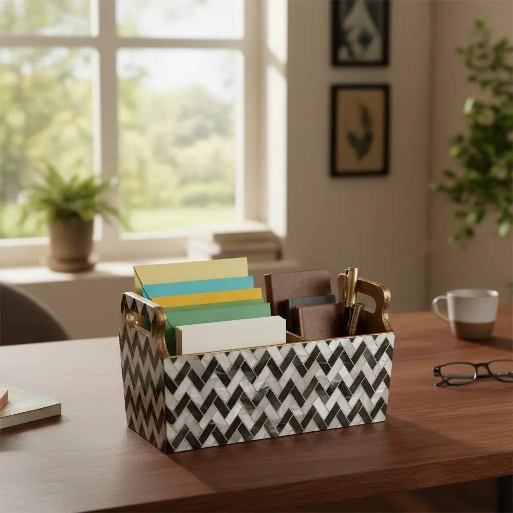 P4 Premium Metal Paisley Letter Tray – Decorative Embossed Desktop Paper Organizer