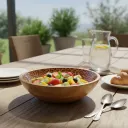 P1 Decal Emameled Natural Mango Wood Bowl with Glossy Leopard Interior - Premium 12*4-Inch Serve ware