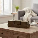 P5 Elegant 3-Compartment Serving Tray Set – Embossed Floral Wooden Box for Tea, Nuts, and Candies